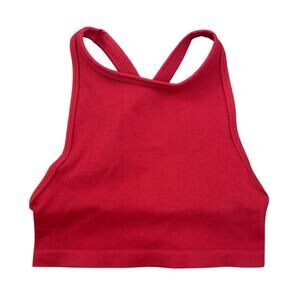 TNA Aritzia Burnt Orange Red Ribbed Sports Tank Top Large